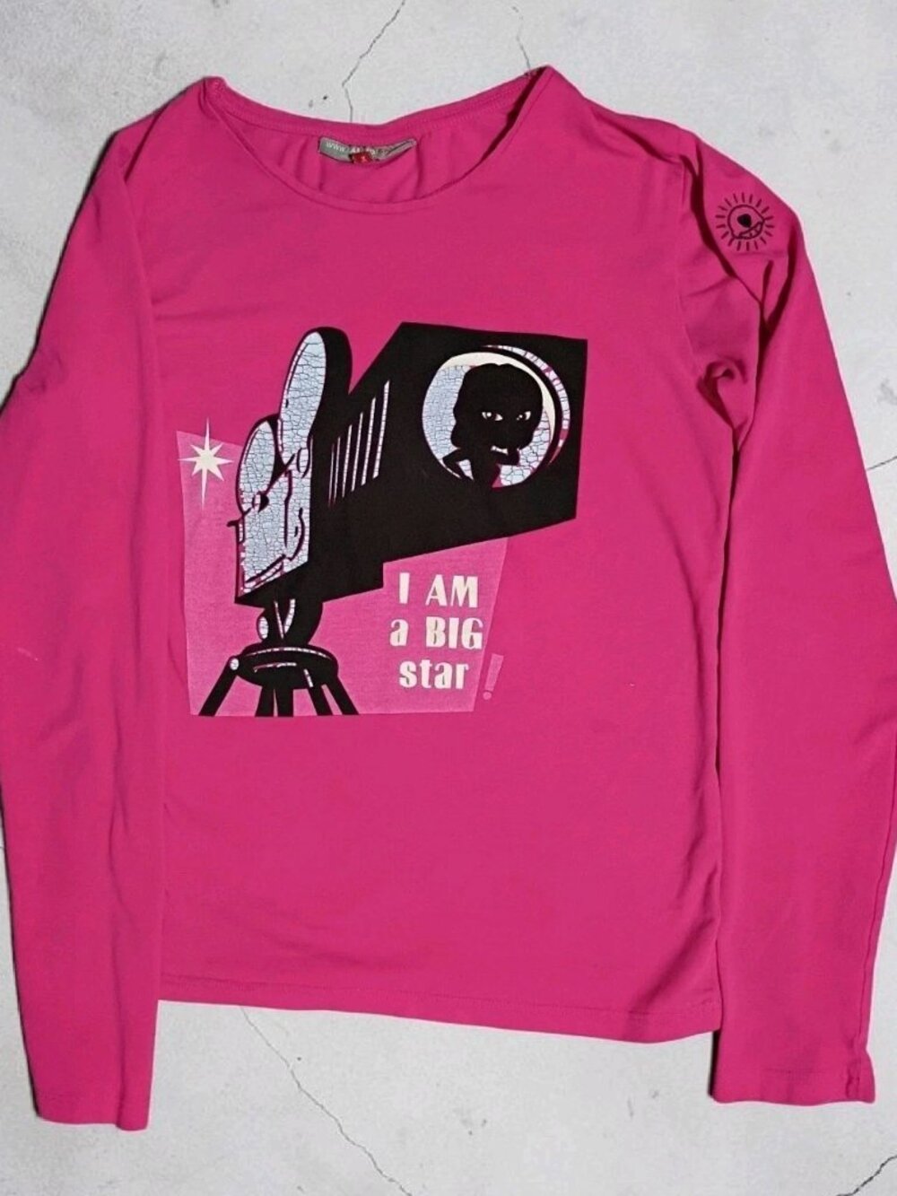 JBC Girls Long Sleeve Graphic Shirt Pink I Am A Big Star Youth XL 13-14 Y2K